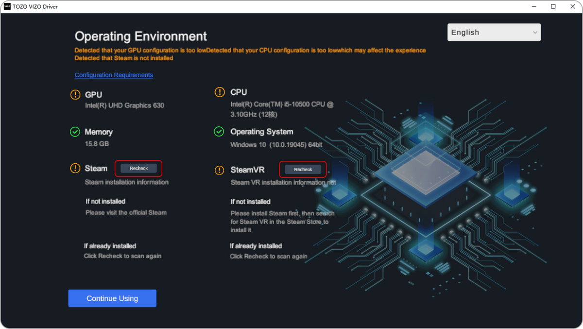 <p>2.5After installing Steam VR, click "Re-detect" to confirm that Steam VR has been successfully installed.</p> bg image